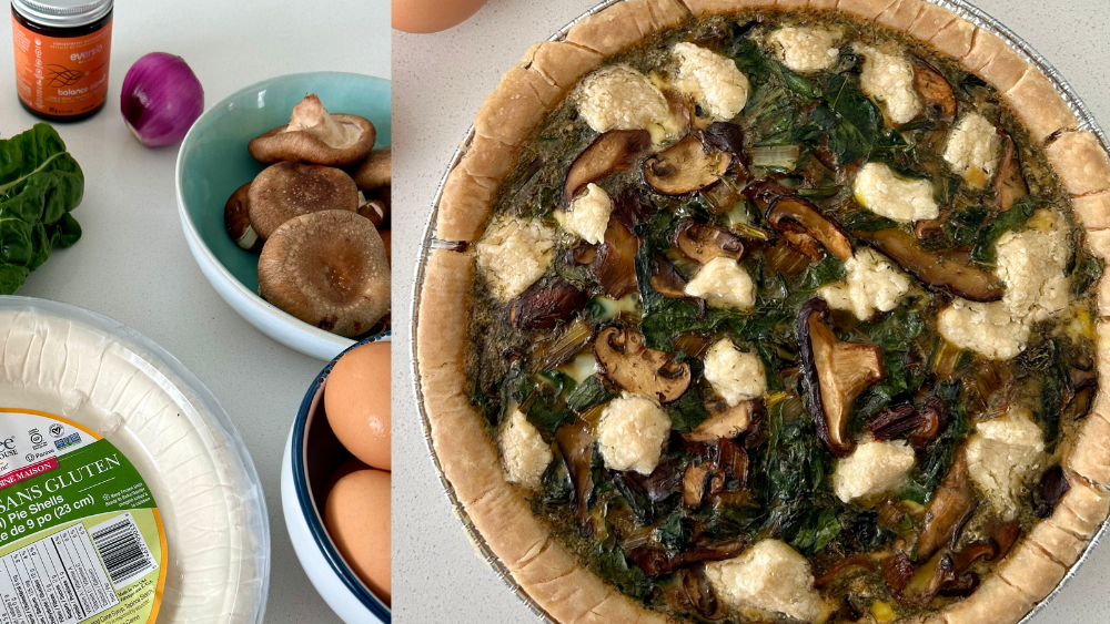 Caramelized Onion, Mushroom & Chard Spring Quiche ft. Balance